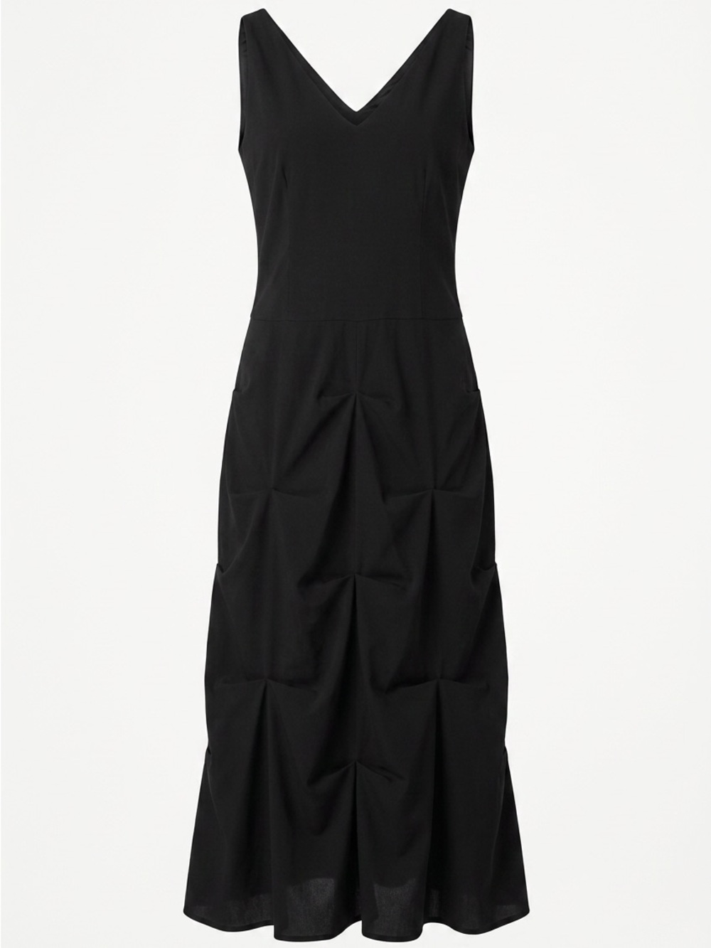 Source Unknown Black V-Neck Sleeveless Midi Dress